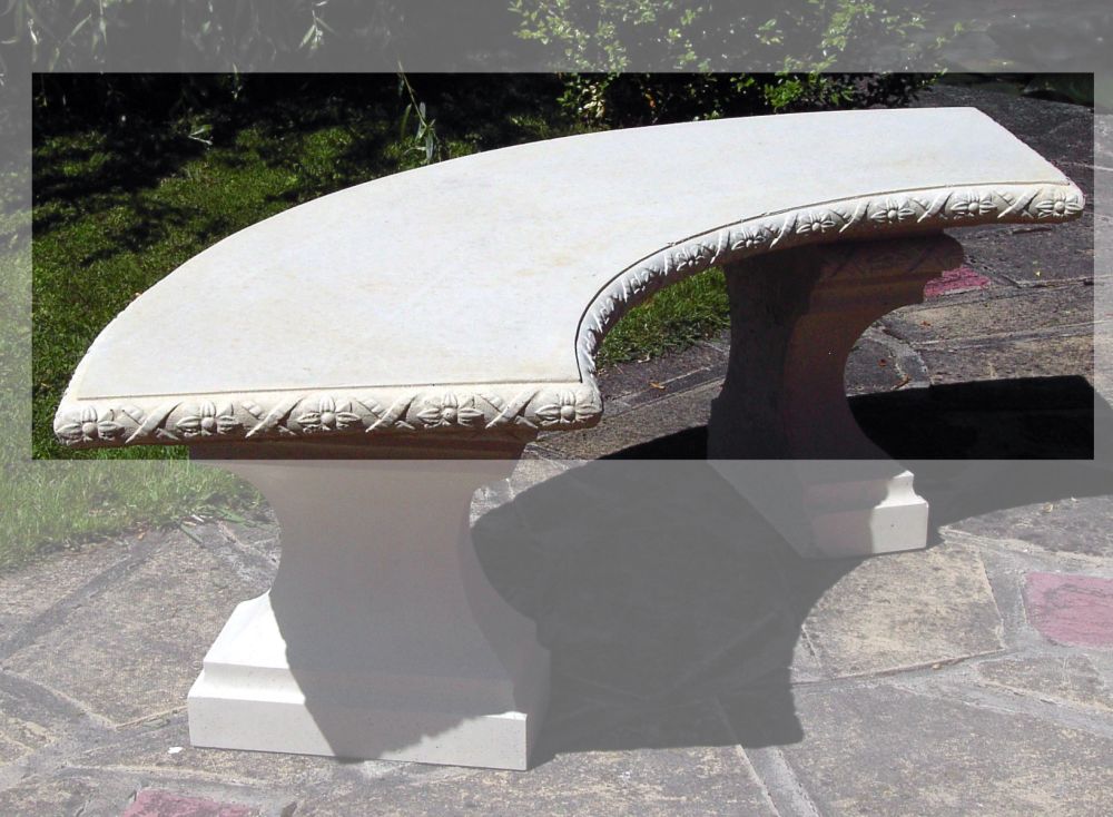 Stone Curved Classic Garden Bench TOP ONLY