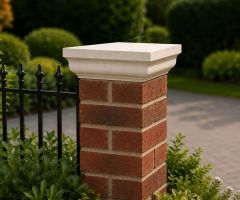 9 inch, 225mm Fluted Flat Top Stone Pier Cap