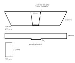 Keystone, Diagonal Splayed Edge Dry Cast Stone Window Head 215mm x 100mm