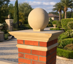 18 inch Regency Stone Flat Top Pier Cap with Sphere (Ball)