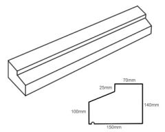 TYPE2 Dry Cast Stone Slip Window Sill 140-100mm x 150mm